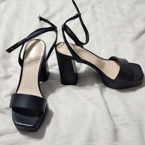Marc Fisher Black Strappy Block Heels